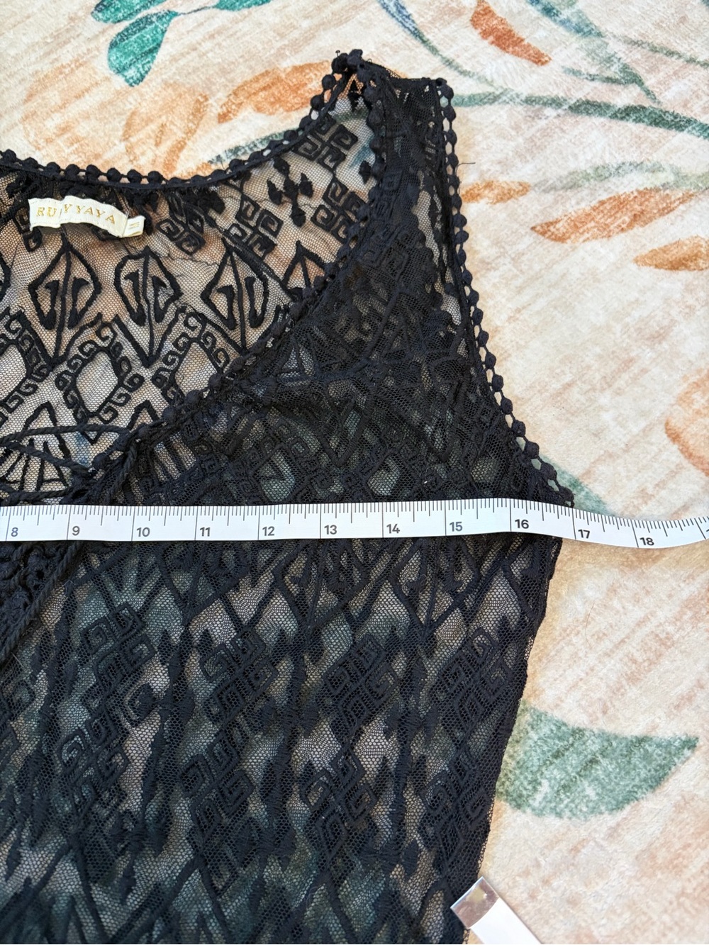 Ruby Yaya Black Lace Crochet V-Neck Maxi Dress With Black Slip Dress - Picture 12 of 15